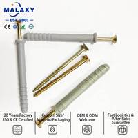 MALAXY Fournisseur de vis d'expansion en plastique, cheville murale en nylon PA6, taille personnalisée, fixation norme DIN pour briques et blocs, bouchon mural en plastique