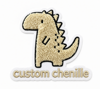 Écussons en chenille personnalisés en gros, badges brodés en chenille à pression thermique avec lettres et logos animaux en relief pour vestes, chapeaux et sacs