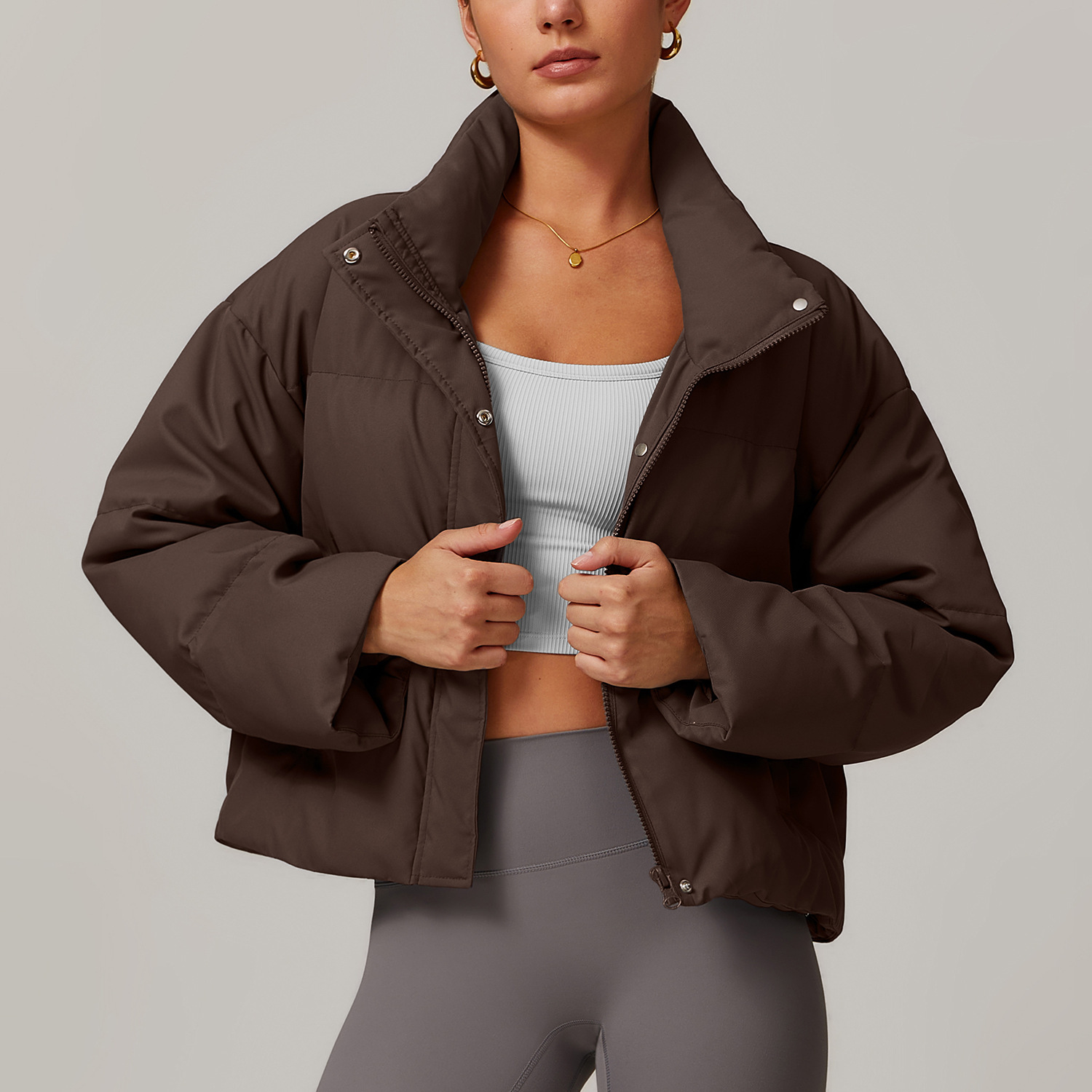 Dark brown down jacket