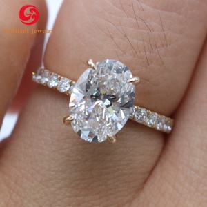 IGI sertifikalı CVD HPHT Lab yetiştirilen Oval elmas 3 karat 14K 18K katı altın nişan yüzüğü Lab elmas takı kadınlar için adam - Product Image 1