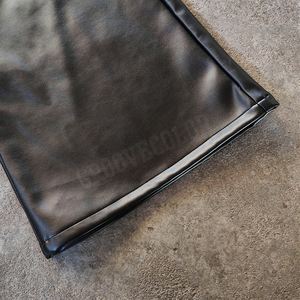 Hersteller Streetwear Maßgefertigte Leder-Schlaghose Hochgeschnittene Lässige Echte Schwarze Leder-Bootcut-Hose für Männer - Product Image 4