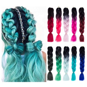 Extensiones de Cabello sintético trenzado para fiesta de Halloween, extensiones de pelo trenzado Jumbo de 24 pulgadas y 100g con degradado de arcoíris - Product Image 3