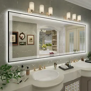 Phòng tắm phía trước và ánh sáng màu đen gương màn hình với chức năng tùy chỉnh IP44 không thấm nước 80cm chống sương mù LED thông minh gương