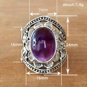 Anello Cocktail Q365 in Argento 925 con Incastonatura a Fiore e Pietra Viola, Unisex per Uso Quotidiano - Product Image 5