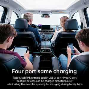 Chargeur de voiture rétractable 4 en 1 réglable à 180 degrés, charge rapide PD, câbles doubles USB Type C pour iPhone Samsung, accessoires de voiture - Product Image 3