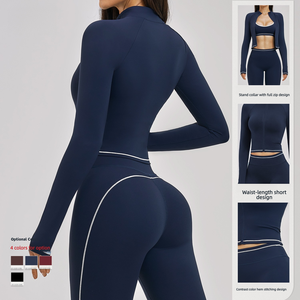 Veste de yoga zippée coupe-vent ajustée écologique à séchage rapide respirante pour le sport en plein air, la course à pied et la remise en forme pour femmes - Product Image 2