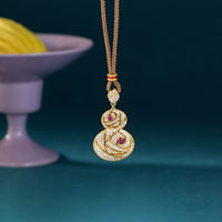 Collier pendentif gourde doré pour femme TANGPEI avec cordon marron et zircon cubique, bijoux de mode