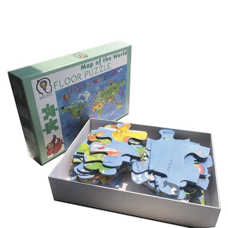 कस्टम शैक्षिक पहेली खेल बड़े 48 टुकड़े विश्व मानचित्र पहेलियाँ बच्चों के लिए