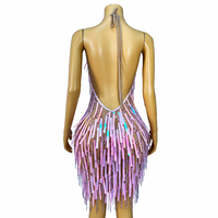 Novance Y4630 Shopping livraison directe rose paillettes discothèque scène Performance tenue strass gland licou robe de danse de salon
