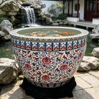 Grand bassin en porcelaine décorative multicolore de Jingdezhen, grand récipient en céramique pour hall, Feng Shui, cour, aquarium, décoration intérieure