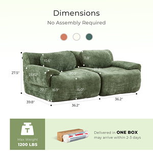 Two Seater Contemporary Modular Sectional Sofa Vacuum Packed Chenille No Assembly Leisure High Sponge Sofa Living Room Apartment - Product Image 2