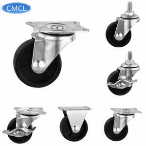 CMCL Leichte Laufrollen 3 Zoll Feststehende Massive Schwarze Gummi-Rollen - Product Image 2