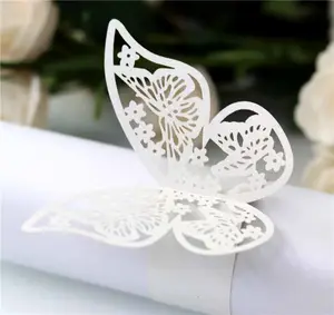 Tavolo di lusso 3d Laser vuoto farfalla carta portatovagliolo per ricevimenti di nozze tavola di cena decorazione