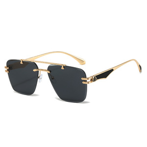 Nuevas Gafas de Sol sin Marco Estilo Europeo Americano UV400 con Degradado de Color y Textura Metálica Pintada para Comercio Transfronterizo - Product Image 6