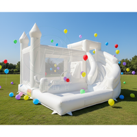 Château gonflable blanc certifié CE en PVC, château gonflable avec toboggan et fosse à balles pour mariage en plein air