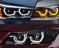 Couverture décorative de phare 5D avec commande Bluetooth via application, lentille de guidage lumineux colorée pour voitures BMW