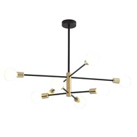 Lustre Sputnik Moderne Noir et Or 4 6 8 10 Lumières E27/E26 avec Globes Opale pour Salle à Manger, Îlot de Cuisine, Hôtel