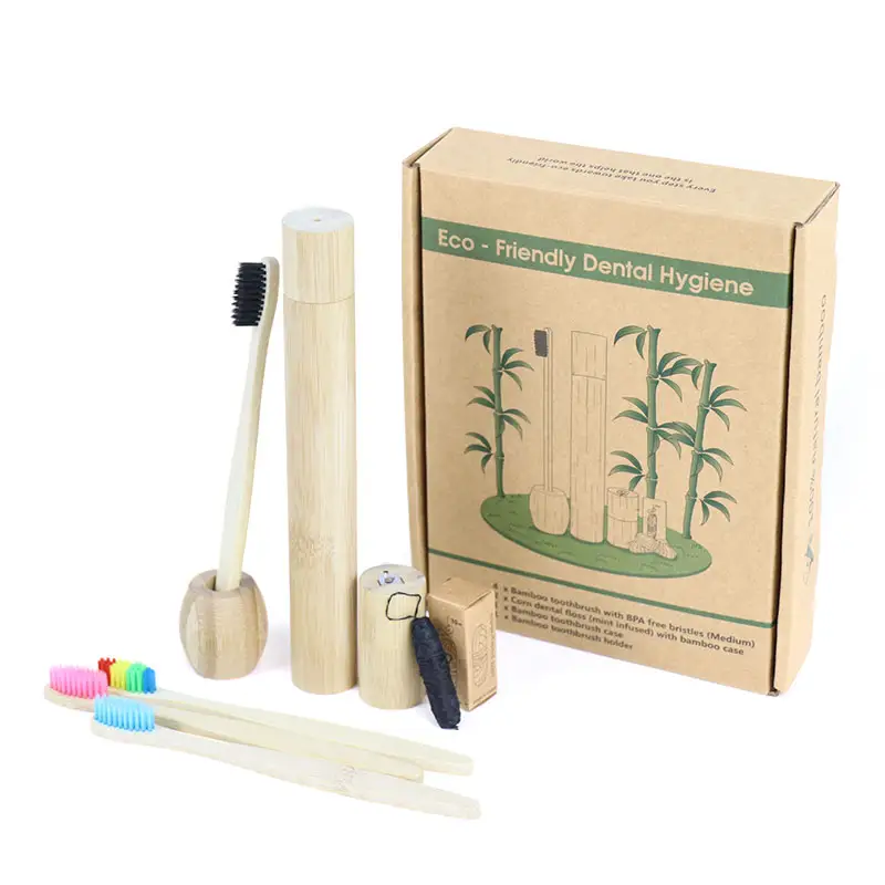 Willest doğal ağız bakımı sıfır atık Vegan diş fırçası bambu diş fırçası tutucu ve diş ipi