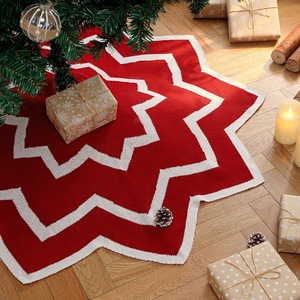 Vente en gros d'usine, jupe de sapin de Noël en tricot écologique, rouge et blanc, style rustique (24/36/48 pouces) - Product Image 1