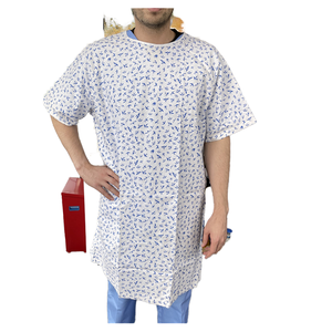 Bata de Laboratorio Fácil de Usar con Cierre de Cordón para Médicos, Enfermeras y Pacientes, Uso Hospitalario, Poliéster/Algodón, Cómoda, de una Sola Pieza, con Estampado - Product Image 1