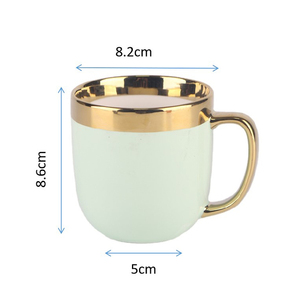 Ventes en gros de tasses à thé en céramique coréennes personnalisées, macarons, bord doré, tasse à lait en porcelaine, tasses à café en céramique avec poignée dorée - Product Image 6