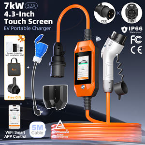 feyree 7kW Phase 1 Portable Electric EV Charger 32A Adjust Current Fast Charging Type 1 Cee Plug 4.3 Inch Smart Remote Control - Product Image 1