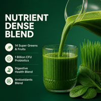 Poudre de mélange de superaliments verts Qbioflex en marque blanche avec enzymes digestives et probiotiques – Poudre Super Greens