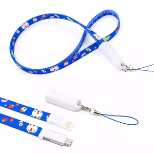 Nylon Braided 3 in 1 USB Type-C Lanyard Phone <b>Charging</b> <b>Cable</b> with Custom Logo-Portable Strap - Product Image 1