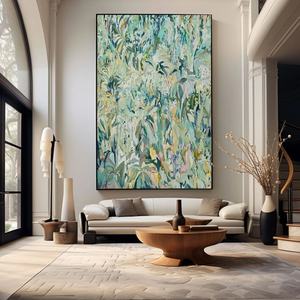 Grande peinture murale abstraite verticale colorée moderne sur toile, art mural 3D pour la décoration moderne de la maison et des galeries - Product Image 3