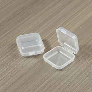 Mini Transparent Plastic <b>Storage</b> <b>Box</b> For Earplugs Earrings <b>Small</b> Square Case With Lid Desktop Organizer 1 Pc Capacity - Product Image 1