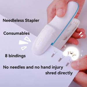 <span class=keywords><strong>Agrafeuse</strong></span> miniature portative <span class=keywords><strong>sans</strong></span> agrafes, capacité de 8 feuilles, pour reliure de documents, école et bureau - Product Image 2