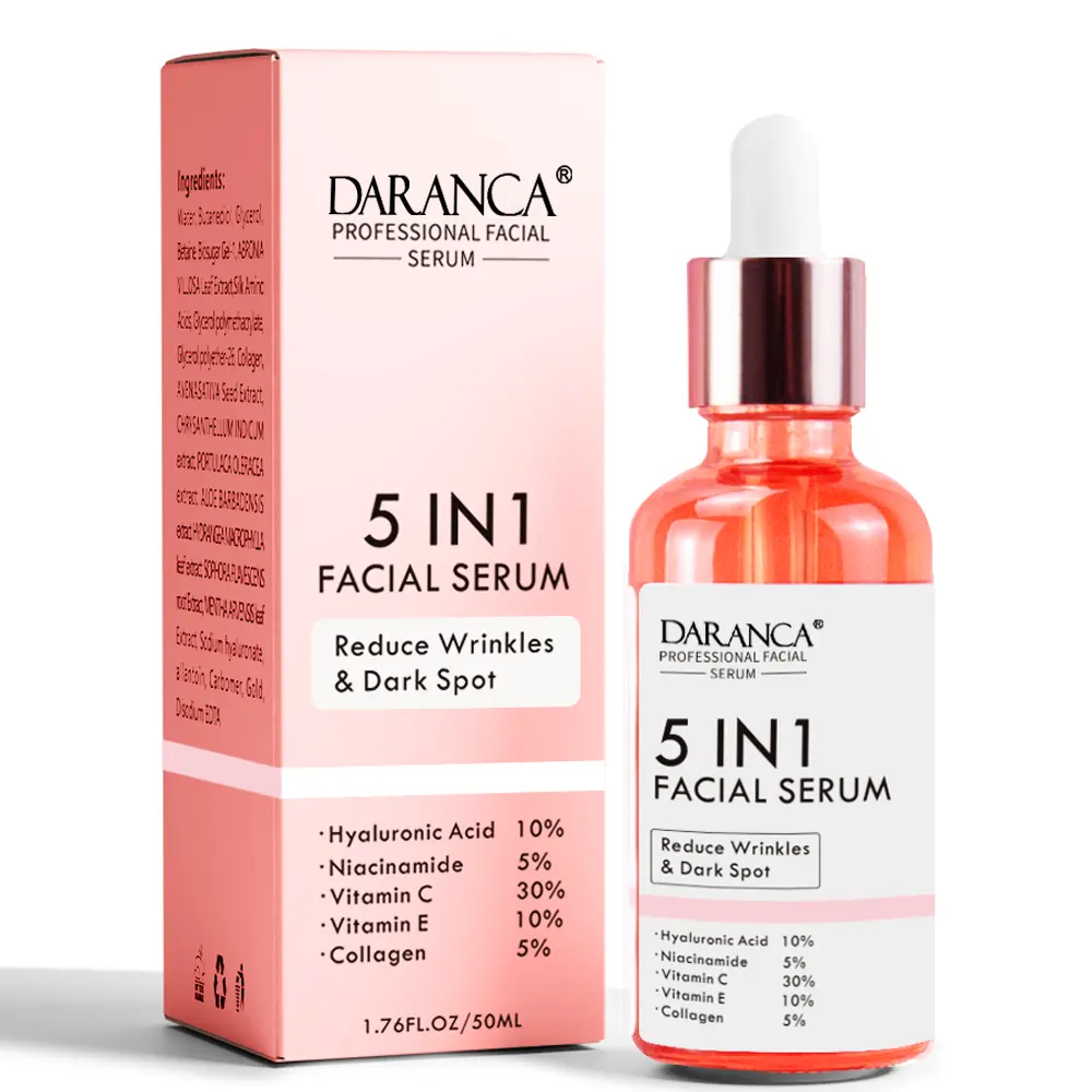 Serum clareador facial 5 em 1, serum clareador facial com vitamina c e skincare, ácido hialurônico, vitamina c e envelhecimento