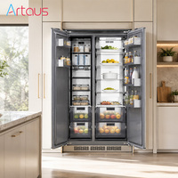 Réfrigérateur encastrable 36 pouces en acier inoxydable, sans givre, écoénergétique, 455 L, double porte, pour hôtel