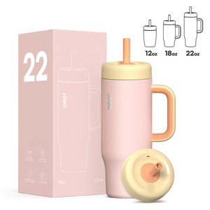 Custom Kids Stainless Steel Insulated Tumbler 22oz <b>with</b> Handle Lid & Chew-Resistant <b>Straw</b> Leakproof - Product Image 4