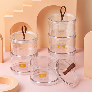 Transparent Airtight Food <b>Storage</b> <b>Containers</b> Cylinder Stackable With Buckle Lid For Snacks Dried Fruit Kitchen Use - Product Image 3