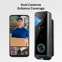 Interphone sans fil avec sonnette vidéo à double objectif 180° °   Pack de détection à vue complète avec batterie rechargeable et alimentation filaire