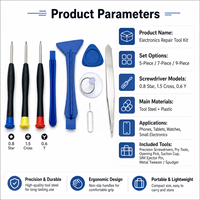 Set Obeng Torx Mini Bytool Chrome Zinc Gagang Plastik OEM Peralatan Perbaikan Komputer Jam Tangan DIY Produsen OEM