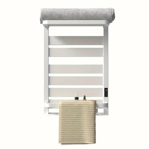 Sèche-serviettes mural chauffant blanc, design élégant en fibre de carbone, pour hôtel, 1 barre, surface chromée, garantie 5 ans et plus - Product Image 1