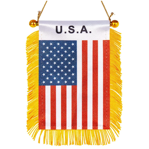 Drapeau de pays suisse imprimé double face de haute qualité Mini bannière à franges à accrocher à la fenêtre de la voiture - Product Image 2