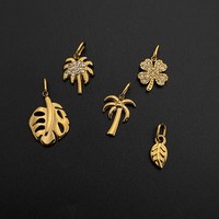 EManco vergulde roestvrijstalen planten fruit kersen palm paddenstoel bedels met strass steentjes en springringen DIY sieraden maken