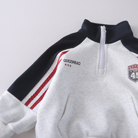 Ensemble décontracté rayé avec logo pour bébé garçon printemps-automne – Sweat-shirt à manches longues avec demi-fermeture éclair et poches, pantalon – 2 pièces en tissu tissé