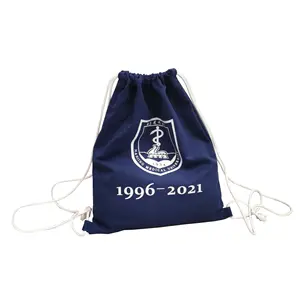 wholesale dark blue or other colors cotton/canvas bag custom cotton drawstring backpack