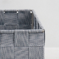 Panier de rangement rectangulaire de luxe en PP tissé avec cadre métallique, bleu gris chiné, pliable, écologique, pour étagère domestique et organisateur de linge