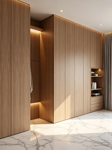 Armoire sur mesure élégante en bois naturel pour chambre à coucher, meuble de rangement en bois massif pour appartement et maison - Product Image 5