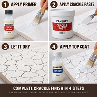 Kit d'effet craquelé en 3 étapes ZANERAY avec pâte d'apprêt et couche de finition pour toiles, bois, décorations murales et projets DIY