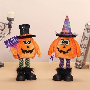 Cheerful <b>Orange</b> Pumpkin Figurines Set of 2 Cute Standing Ornaments for Fall Home Entryway - Product Image 1