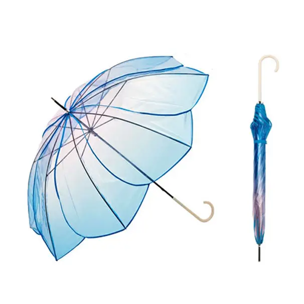 Rechte 8 Ribben Curve Handvat Lotus Bloem Paraplu Dromerige Gradiënt Heldere Paraplu 'S Voor Feest