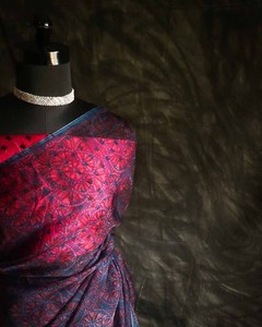 Meilleure qualité main bloc imprimé organza soie Saree indien pakistanais fête porter pour les mariages d'autres occasions fabriqué Inde - Product Image 4