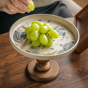 Original Design <b>Chinese</b>-style High-legged Dessert <b>Plate</b>, Fruit <b>Plate</b>, Ceramic Tray - Product Image 3