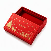 Boîte à bijoux de Noël personnalisée en gros avec logo, boîte cadeau en carton rouge avec couvercle et base pour emballage de colliers et boucles d'oreilles